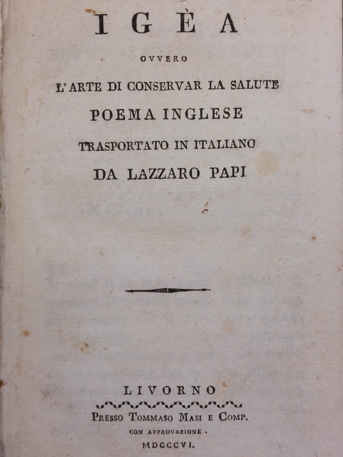 Igèa ovvero l'arte di conservar la salute. Poema inglese trasportato …