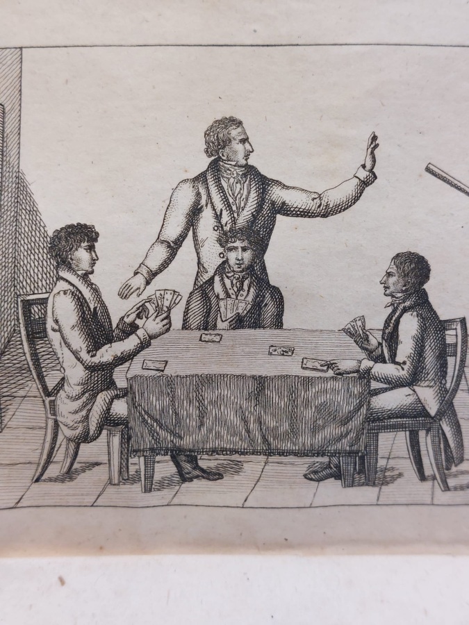 Il giuocatore nella sala di conversazione che istruisce sul tarocco, …