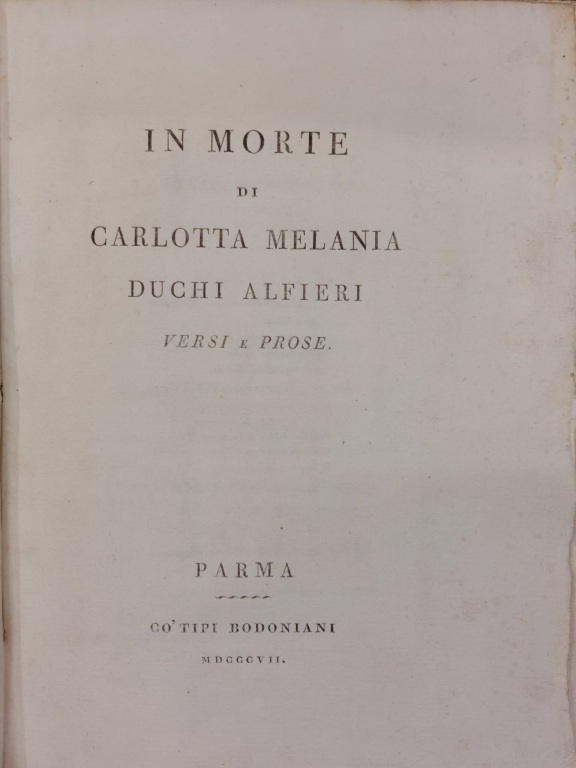 In Morte di Carlotta Melania. Versi e Prose.