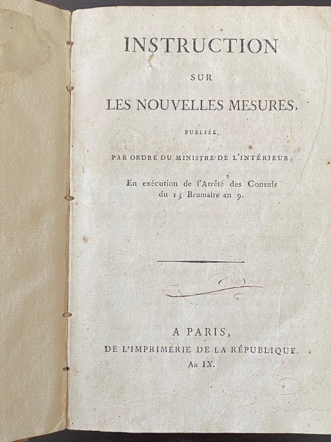 Instruction sur les nouvelles mesures, publiée par ordre du Ministre …