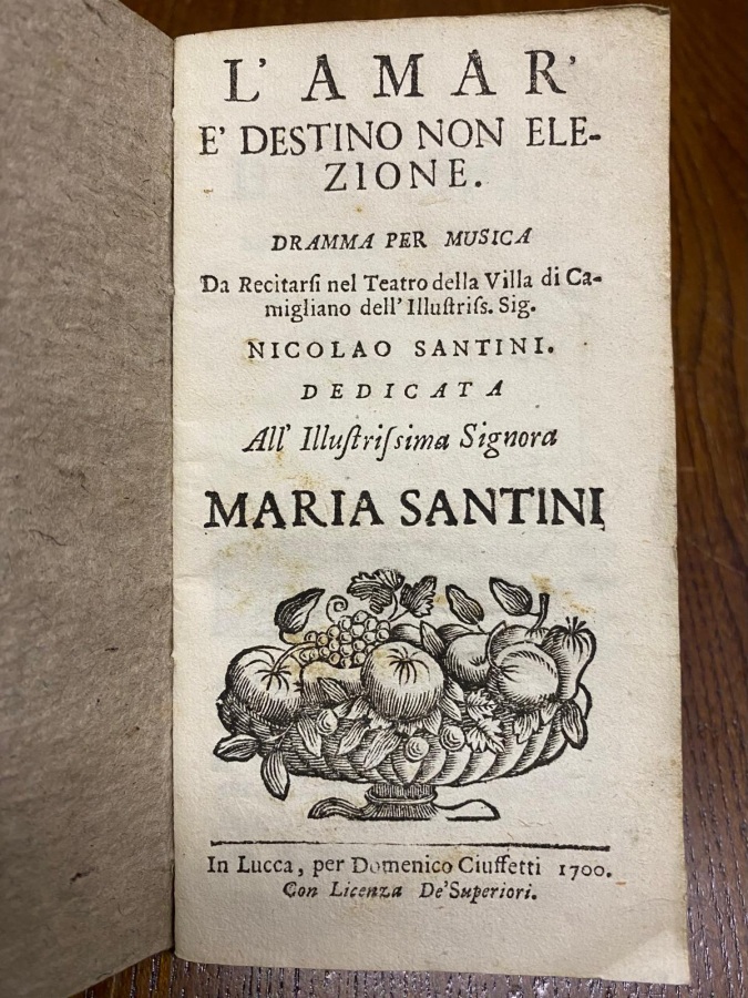 L'amar è destino non elezione. Dramma per musica da recitarsi …