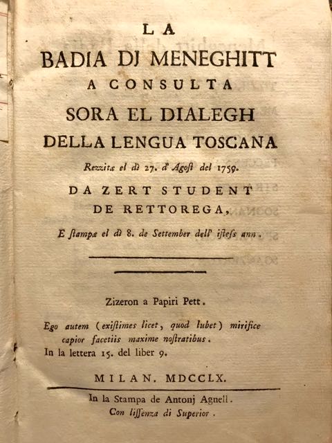 La badia dj Menegihtt a consulta sora el dialegh della …