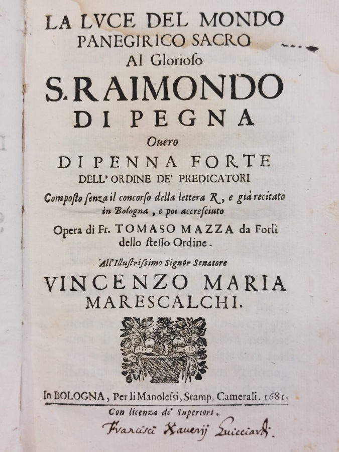 La luce del mondo panegirico sacro al glorioso s. Raimondo …