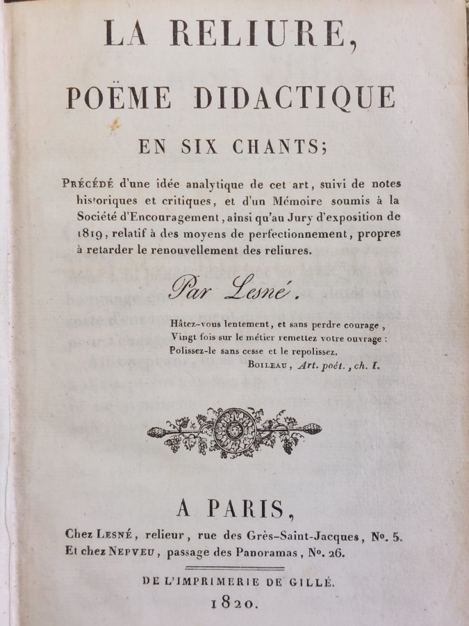 La reliure, poeme didactique en six chants; précédé d'une idée …