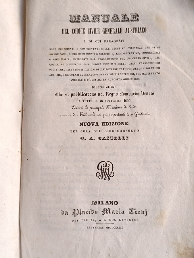 Manuale del Codice Civile generale austriaco [.]. Disposizioni che si …