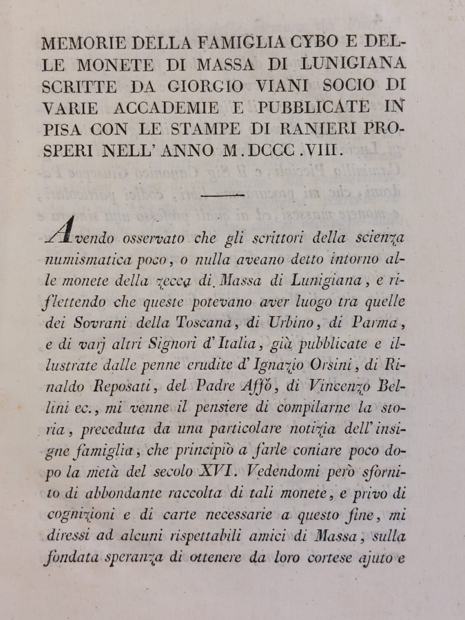 Memorie della famiglia Cybo e delle monete di Massa di …