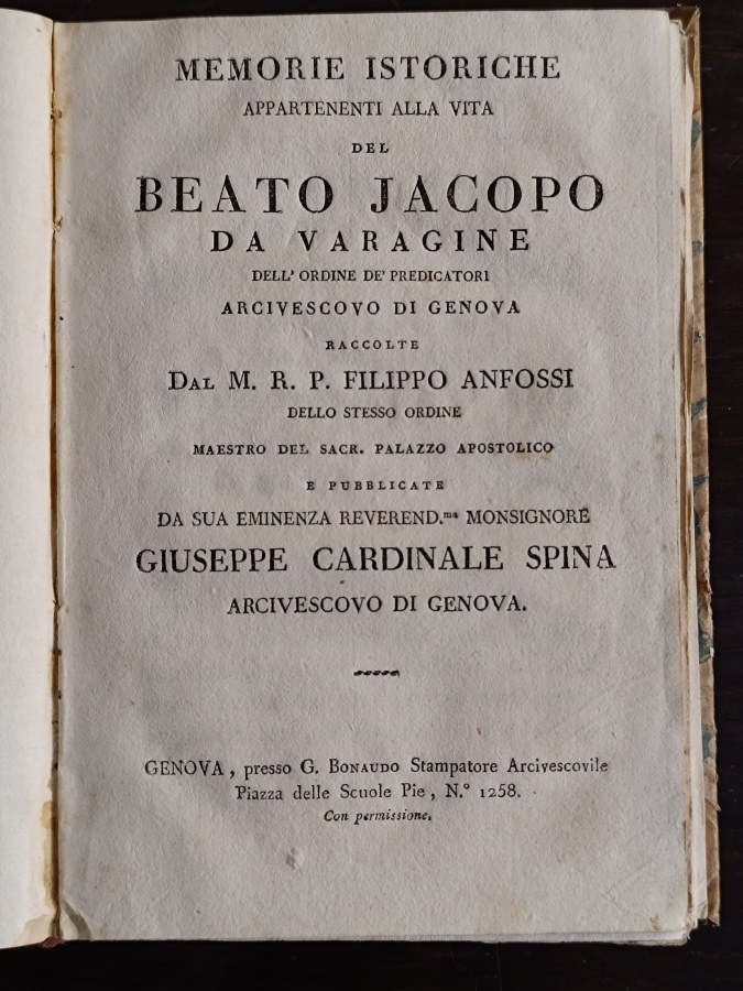 Memorie istoriche appartenenti alla vita del Beato Jacopo da Varagine …