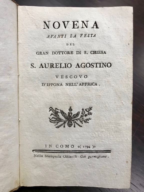Novena avanti la festa del gran dottore di S. Chiesa …