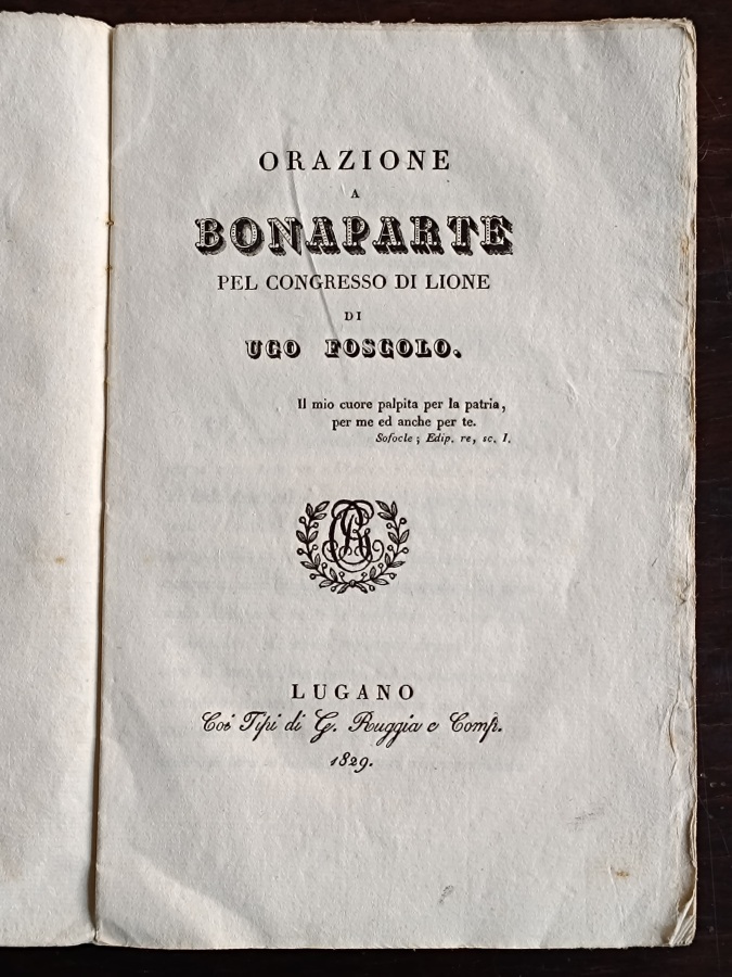 Orazione a Bonaparte pel congresso di Lione.