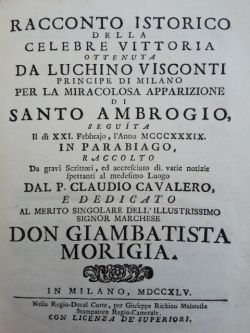 Racconto istorico della celebre vittoria ottenuta da Luchino Visconti principe …