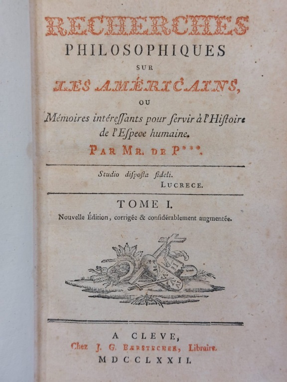 Recherches Philosophiques Sur Les Américains. Ou Mémoires intéressants pour servir …