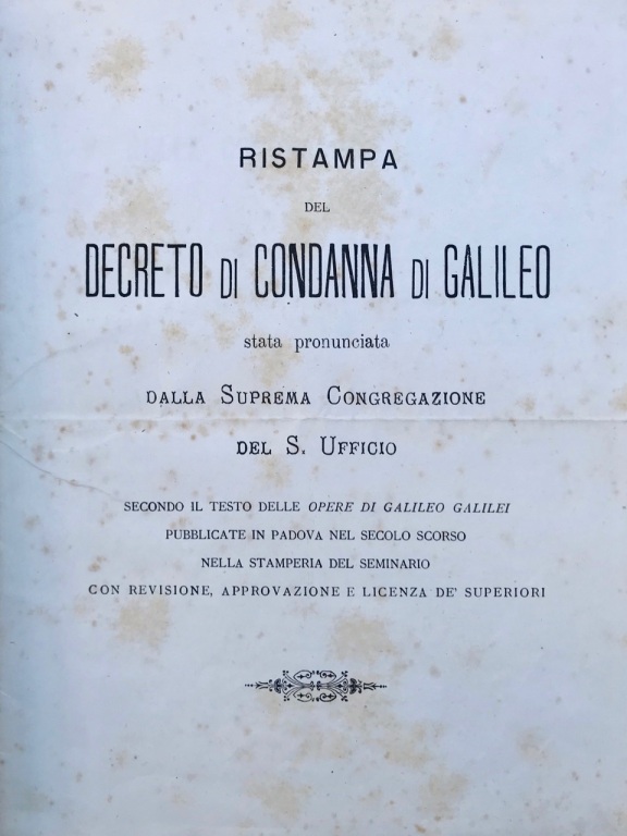 Ristampa del decreto di condanna di Galileo stata pronunciata dalla …
