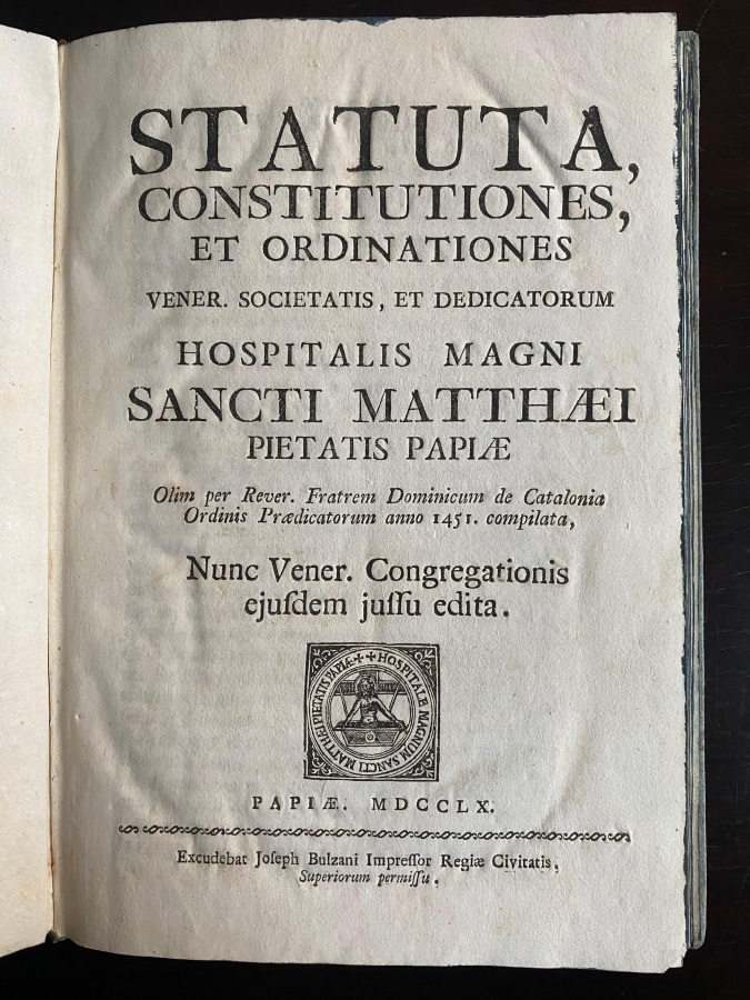 Statuta, constitutiones, et ordinationes vener. Societatis, et dedicatorum Hospitalis Magni …