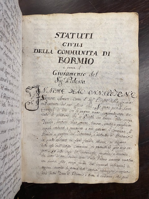 Statuti civili della Communità di Bormio. [-Seguono li Statuti criminali].