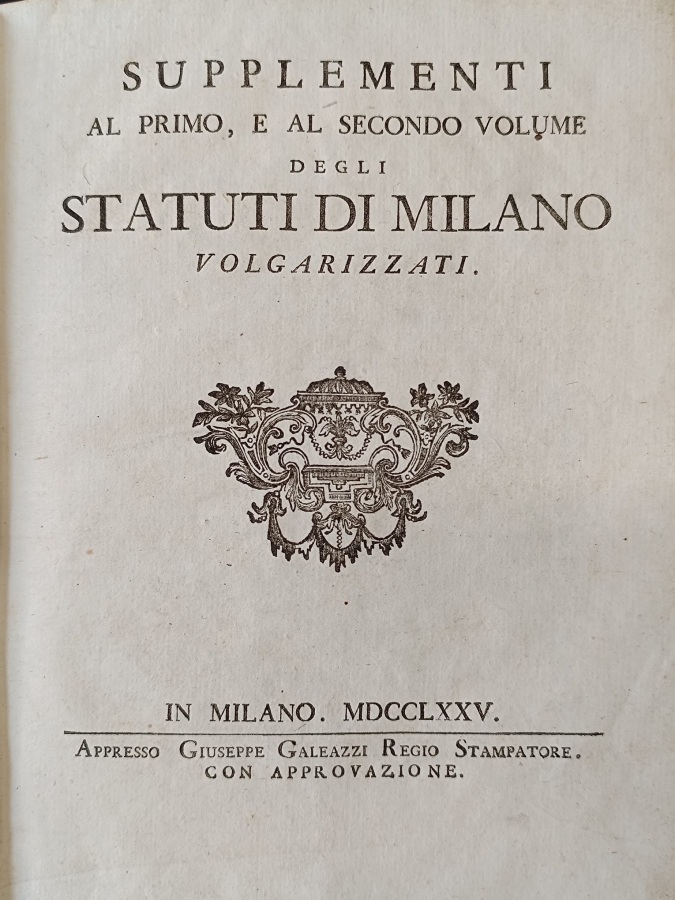 Supplementi al primo, e al secondo volume degli Statuti di …