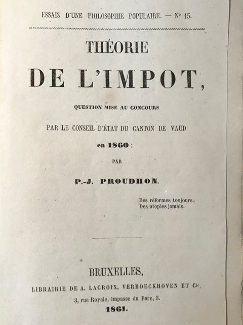 Théorie de l'impot, question mise au concours par le conseil …