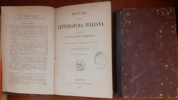 MANUALE DELLA LETTERATURA ITALIANA 1? e 2? VOL