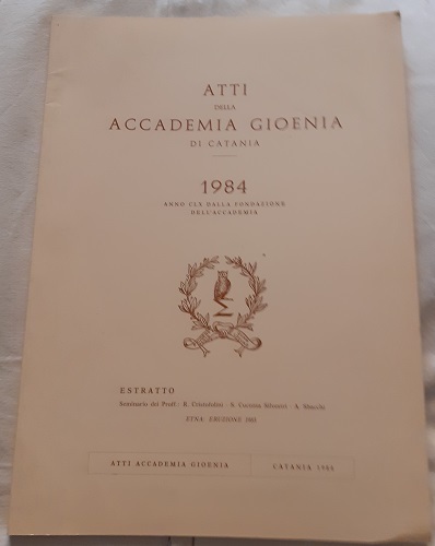 ETNA ERUZIONE 1983 ESTRATTO ATTI ACCADEMIA GIOENIA CATANIA 1984