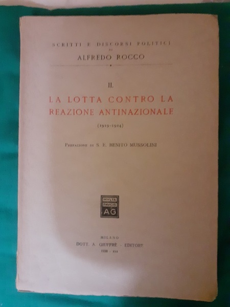 LA LOTTA CONTRO LA REAZIONE ANTINAZIONALE PREF. DI S. E. …