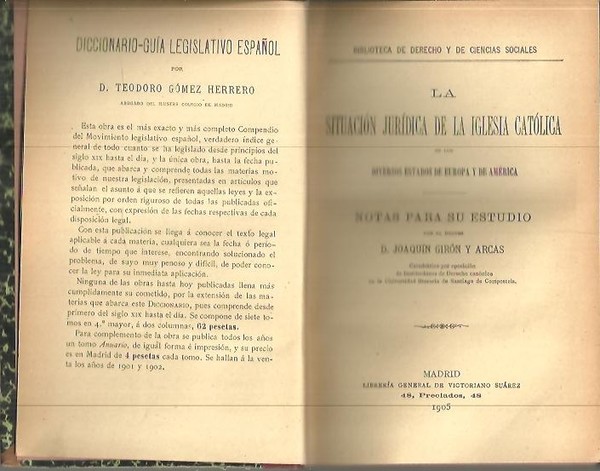 LA SITUACION JURIDICA DE LA IGLESIA CATOLICA EN LOS DIVERSOS …