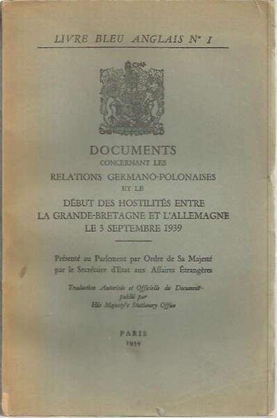 LIVRE BLEU ANGLAIS N.I. DOCUMENTS CONCERNANT LES RELATIONS GERMANO - …