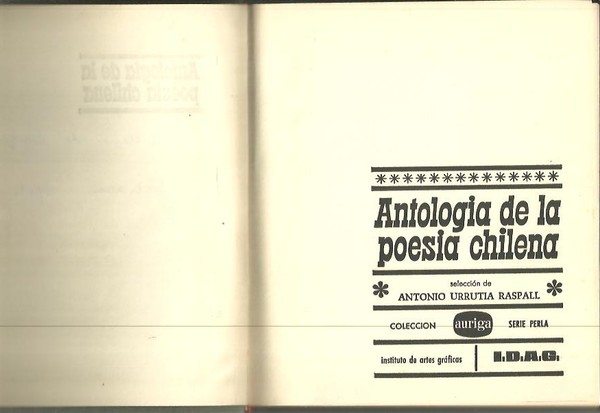 ANTOLOGIA DE LA POESIA CHILENA.