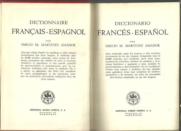 DICCIONARIO FRANCES-ESPAÑOL.