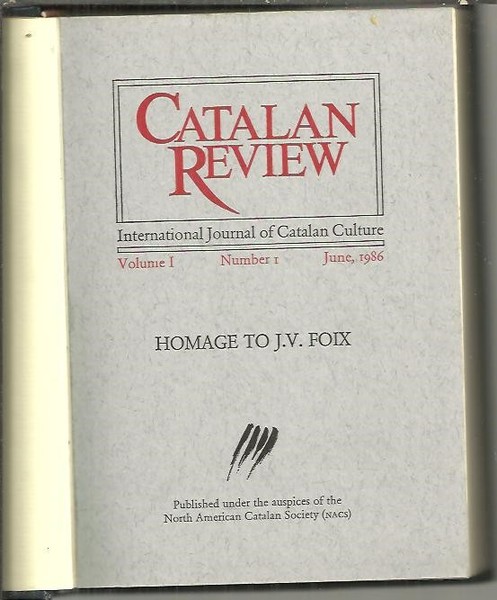 CATALAN REVIEW. INTERNATIONAL JOUNAL OF CATALAN CULTURE. VOL. I. N. …
