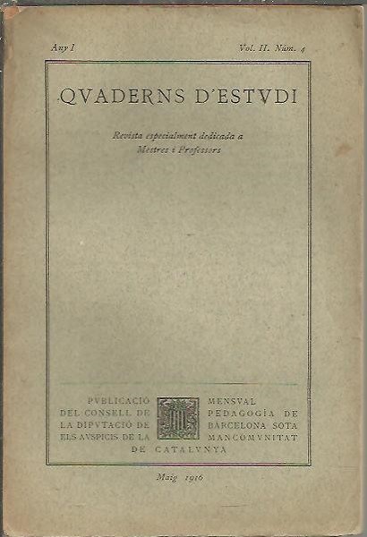 QUADERNS D'ESTUDI. ANY I. VOL. II. N. 4.