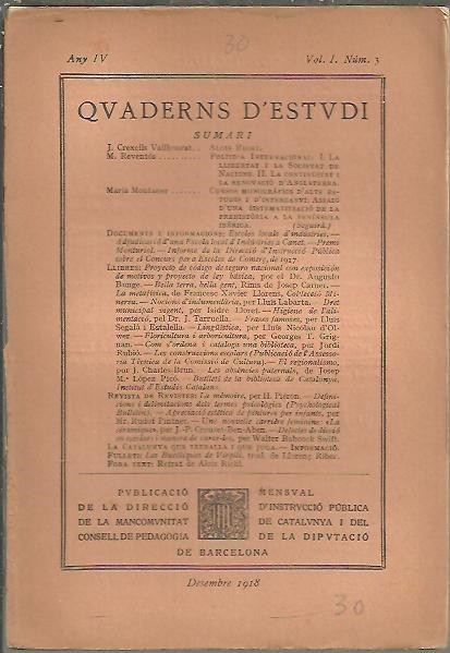 QUADERNS D'ESTUDI. ANY IV. VOL. I. N. 3.