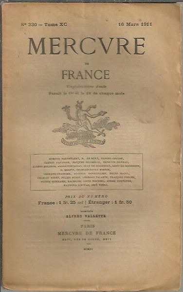 MERCURE DE FRANCE. TOME XC. NUM. 330.