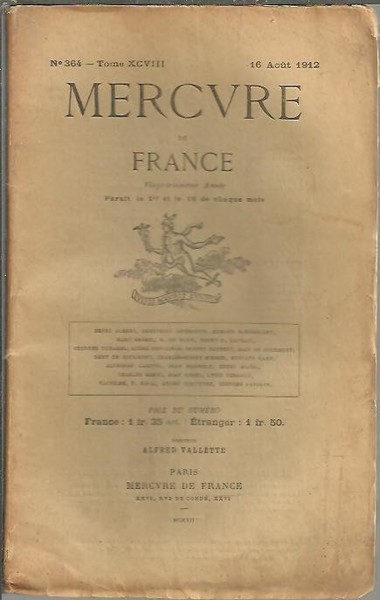 MERCURE DE FRANCE. TOME XCVIII. NUM. 364.