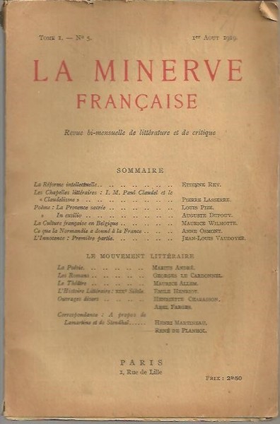 LA MINERVE FRANÇAISE. TOME I. N. 5.