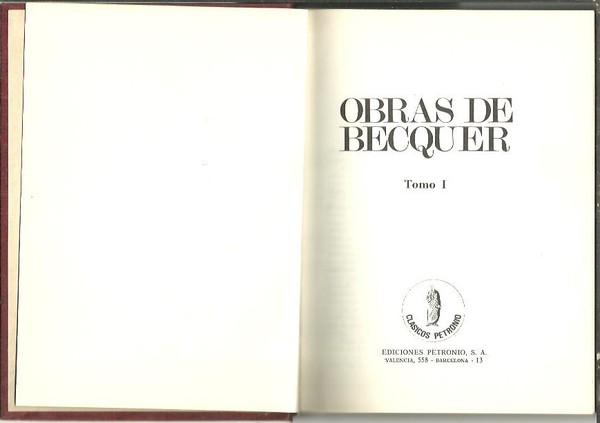 OBRAS DE BECQUER. TOMO I.