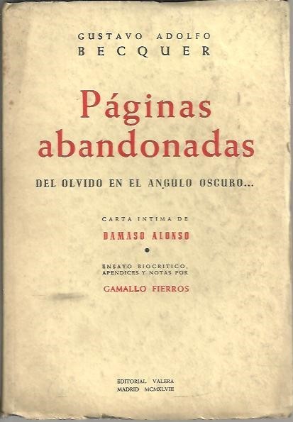 PAGINAS ABANDONADAS. DEL OLVIDO EN EL ANGULO ESCURO…