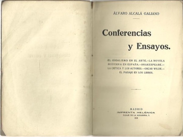 CONFERENCIAS Y ENSAYOS. EL IDEALISMO EN EL ARTE. LA NOVELA …