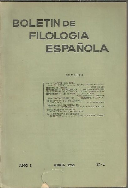 BOLETIN DE FILOLOGIA ESPAÑOLA. AÑO I, NUM. 3.