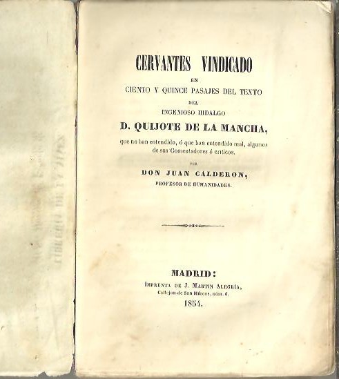 CERVANTES VINDICADO EN CIENTO Y QUINCE PASAJES DEL TEXTO DEL …