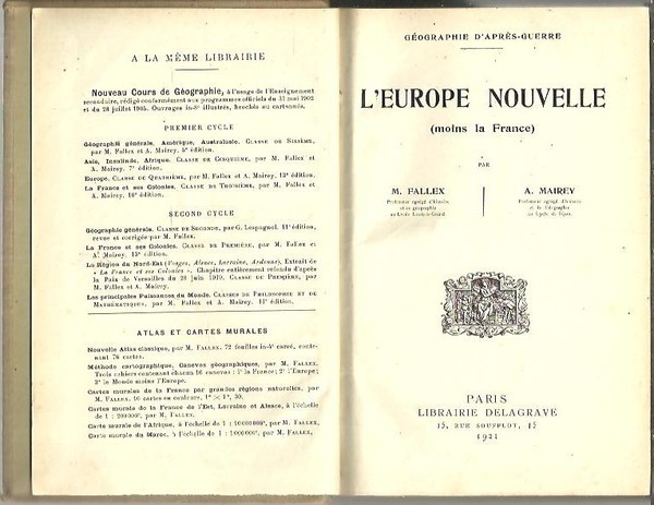 L'EUROPE NOUVELLE. (MOINS LA FRANCE).