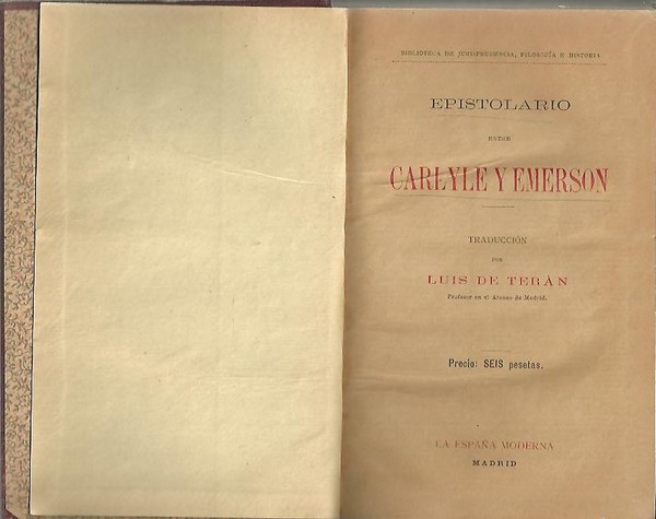 EPISTOLARIO ENTRE CARLYLE Y EMERSON.