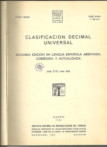 CLASIFICACION DECIMAL UNIVERSAL.