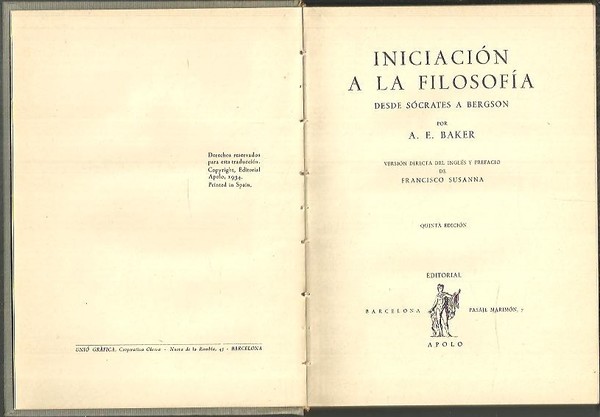 INICIACION A LA FILOSOFIA. DESDE SOCRATES A BERGSON.