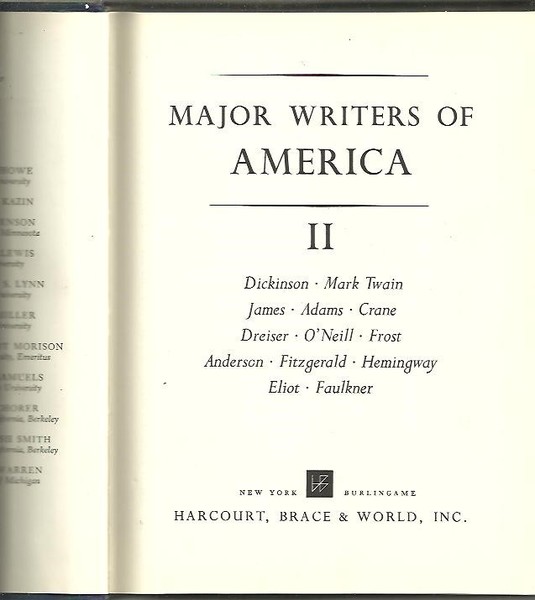 MAJOR WRITERS OF AMERICA. II. DICKINSON, MARK TWAIN, JAMES, ADAMS, …