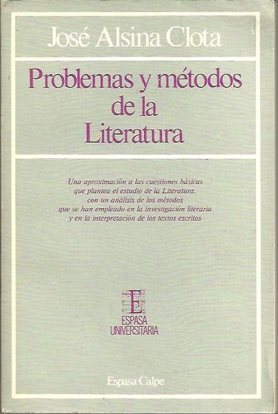 PROBLEMAS Y METODOS DE LA LITERATURA. UNA APROXIMACION A LAS …