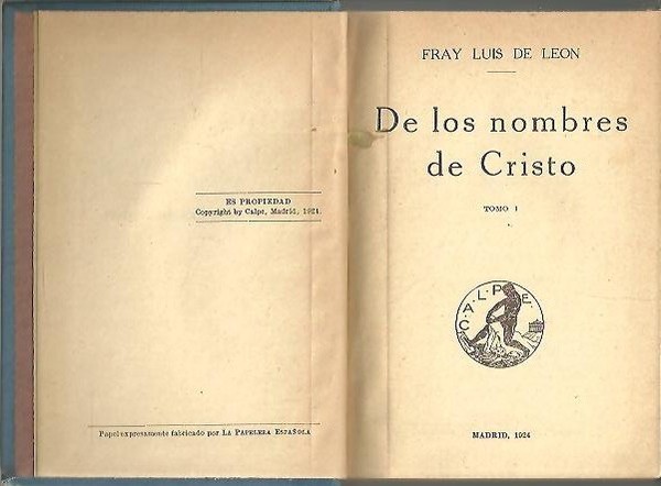 DE LOS NOMBRES DE CRISTO. TOMO I Y II.