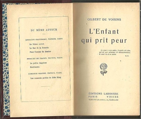 L'ENFANT QUI PRIT PEUR.