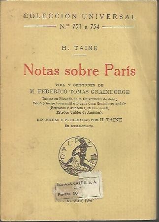 NOTAS SOBRE PARIS. VIDA Y OPINIONES DE M. FEDERICO TOMAS …