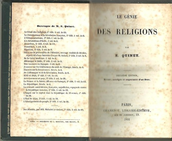 LE GENIE DES RELIGIONS.