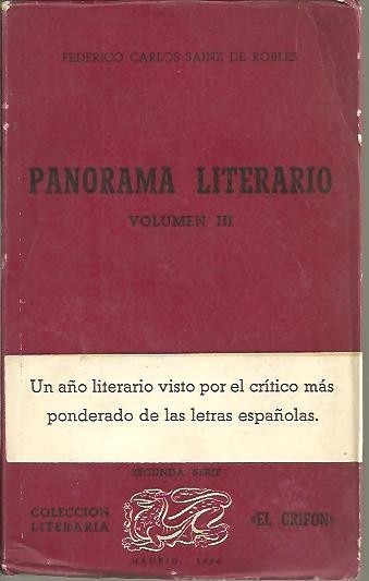 PANORAMA LITERARIO. VOL. III. 1955. (AL MARGEN DE LOS LIBROS. …