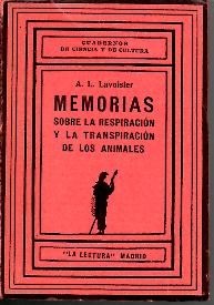 MEMORIAS SOBRE LA RESPIRACION Y LA TRANSPIRACION DE LOS ANIMALES.
